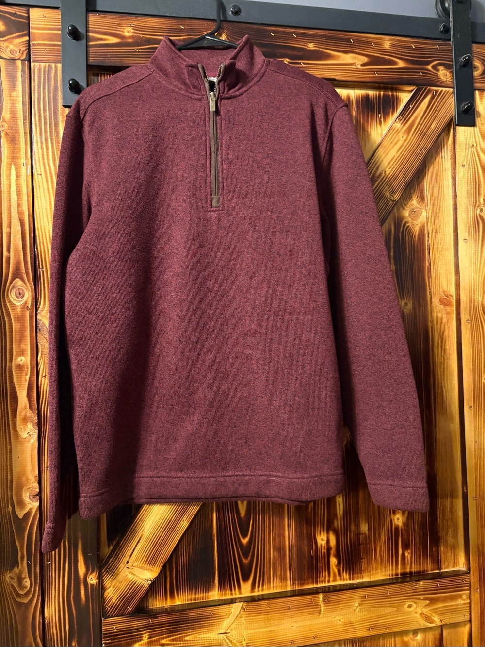 Men's Aspen Quarter-Zip Sweater Jacket - Burgundy. Size large